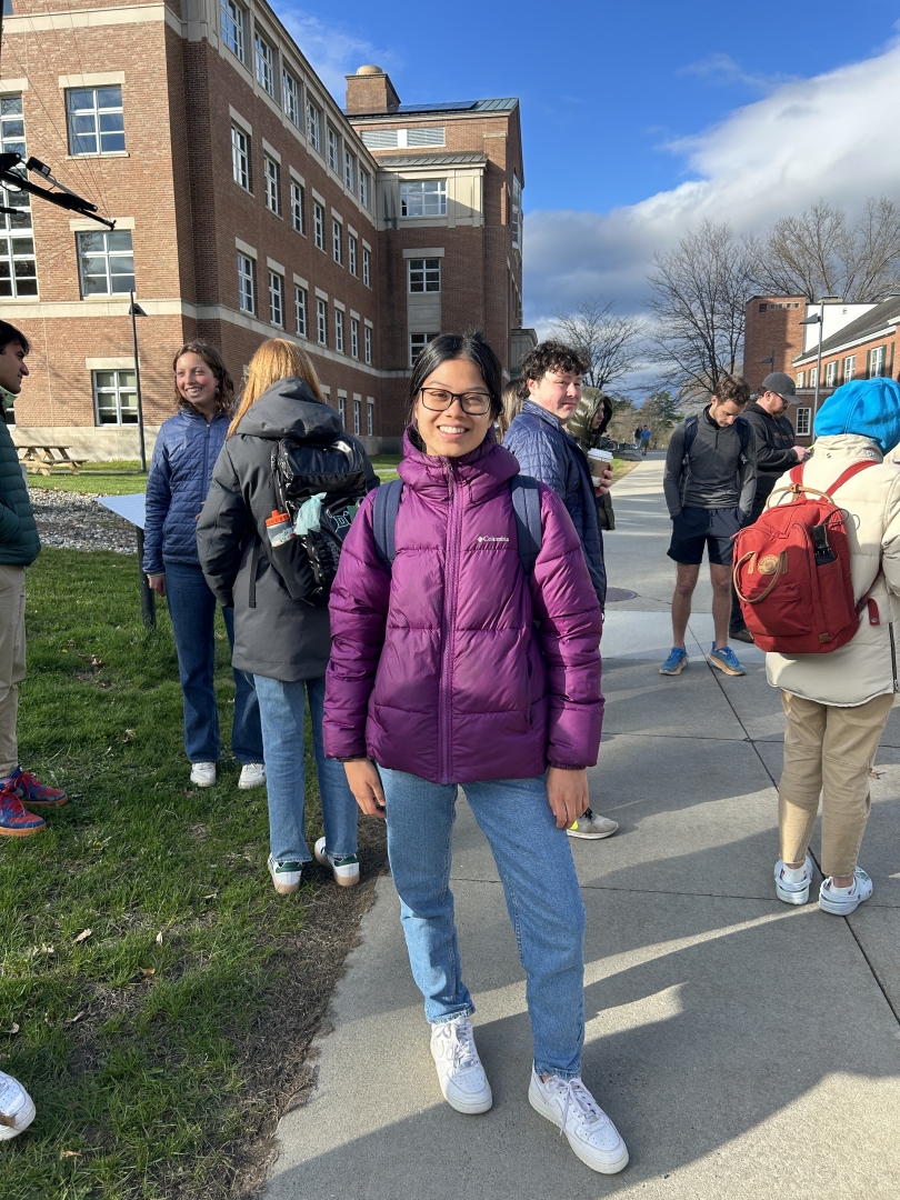 Diana '23 participates in mindful walk beginning at the solar panel near Moore Hall