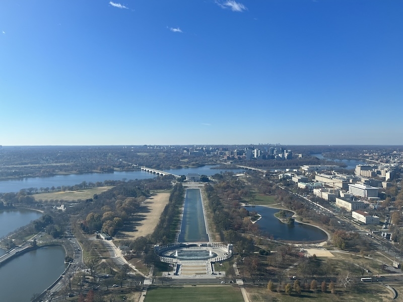 An image of Washington DC from the top of the Washington Monument