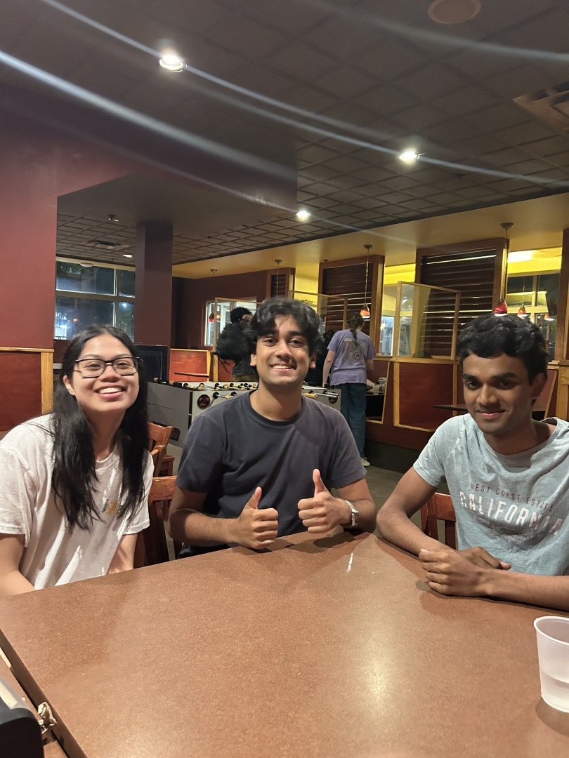 Diana '23, Aravind '26, and Amol '27 at Ramuntos 