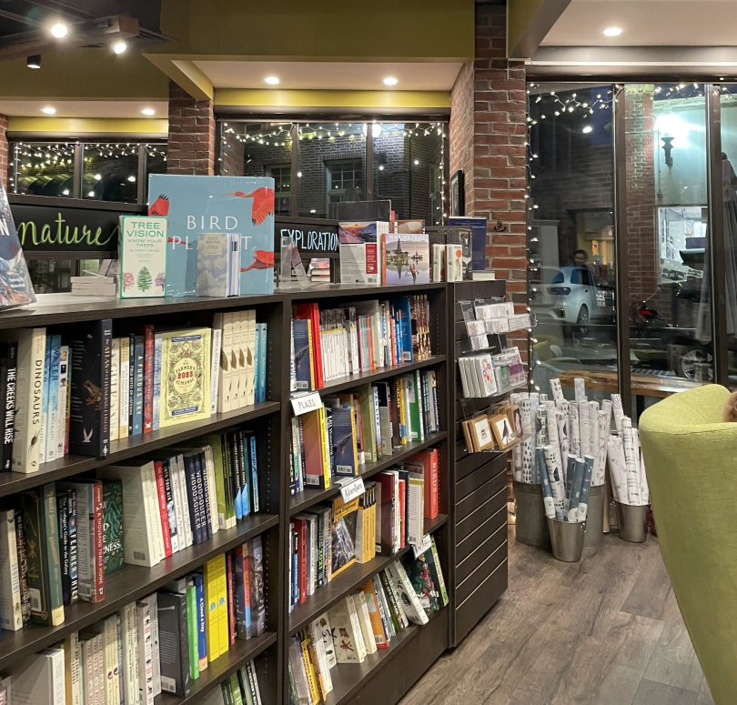 The bookshelves in Still North's bookstore
