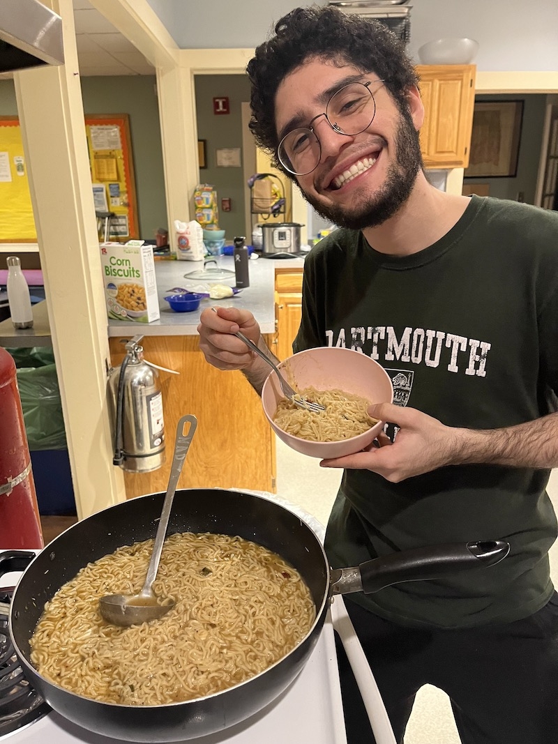 Cooking ramen with friends