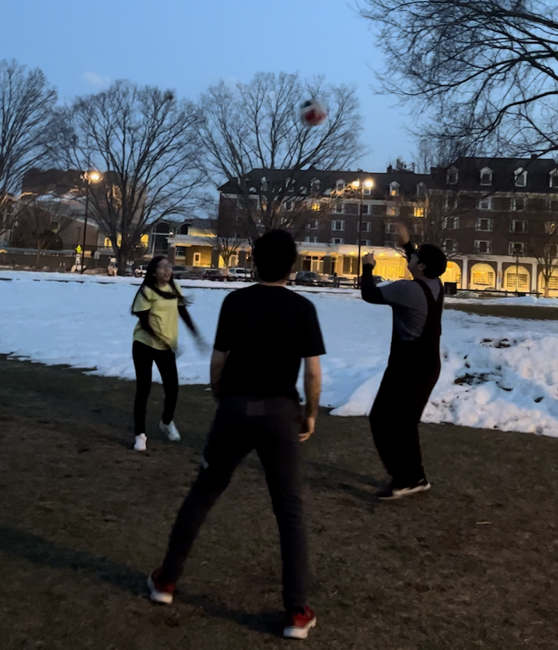 Playing volleyball on The Green