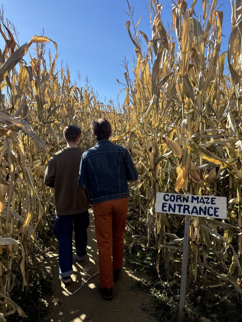 Corn Maze entrance with me and my friend entering!