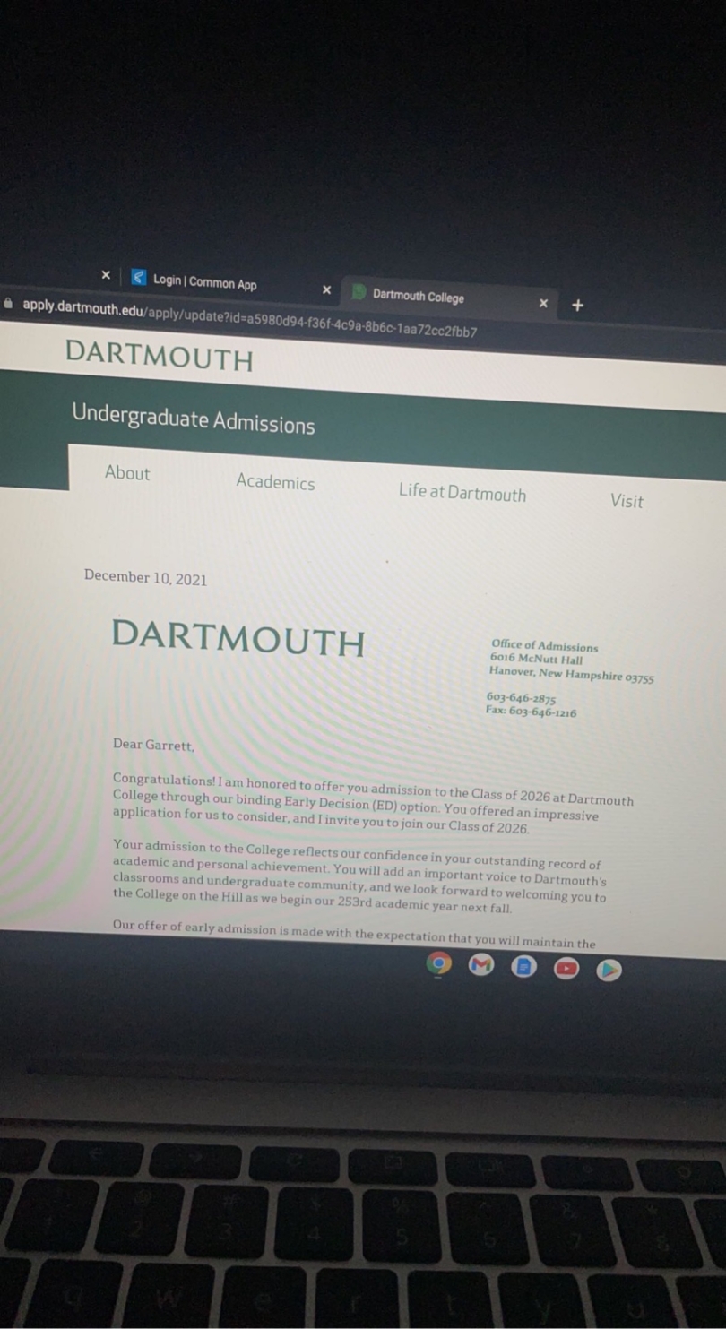 An image of my ED acceptance letter on a computer screen