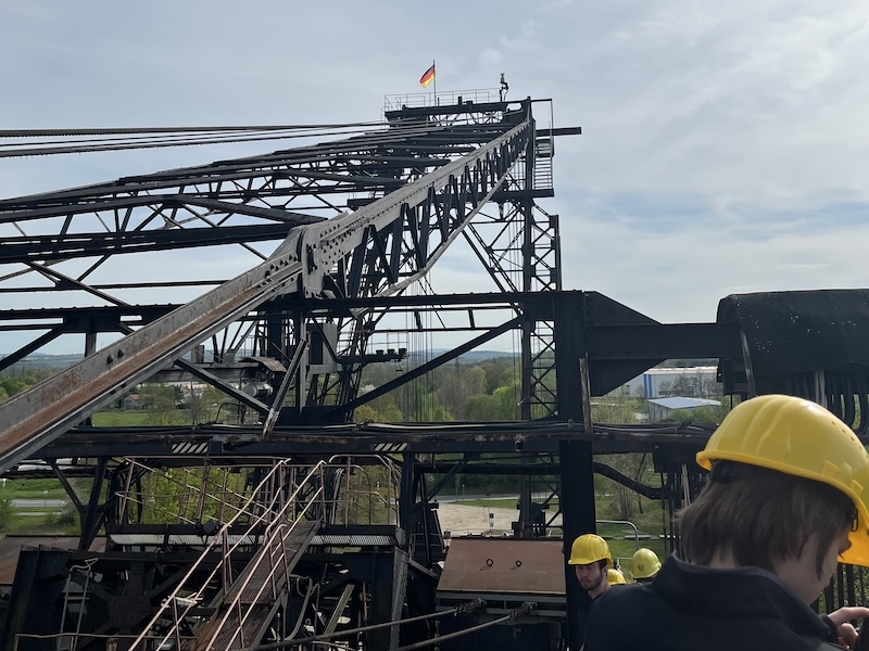 An image from the top of a bucket wheel excavator, showing the machinery in detail