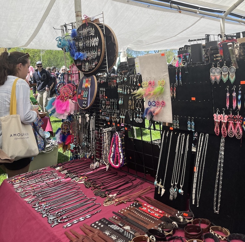 An image of a jewelry stall at the Dartmouth Powwow