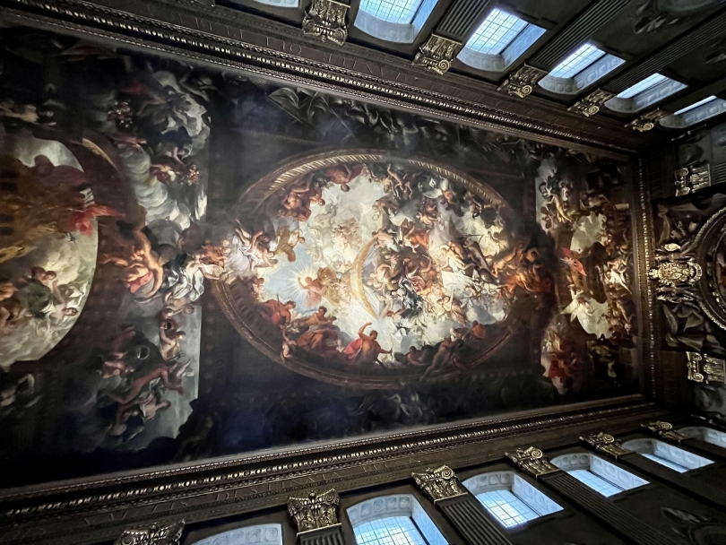 an image of the ceiling of the Painted Hall in Greenwich, London