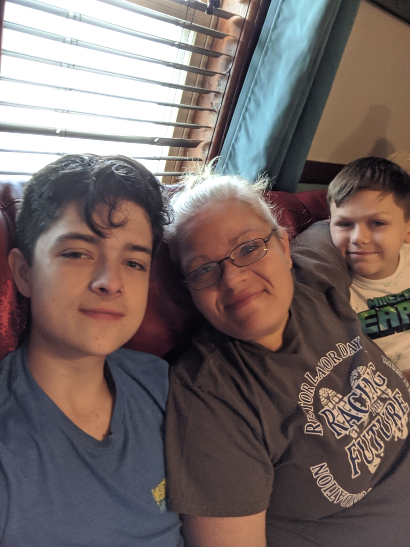 Me, my mom, and my brother chilling on the couch