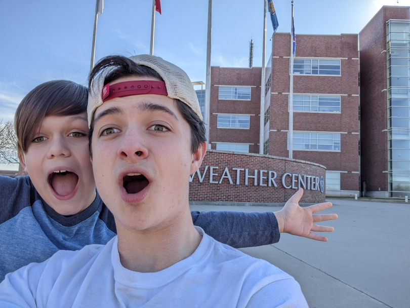 Photo of me and my brother at the National Weather Center