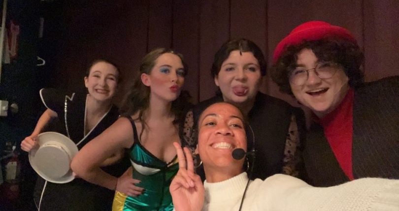 selfie of a few cast and crew members of pippin