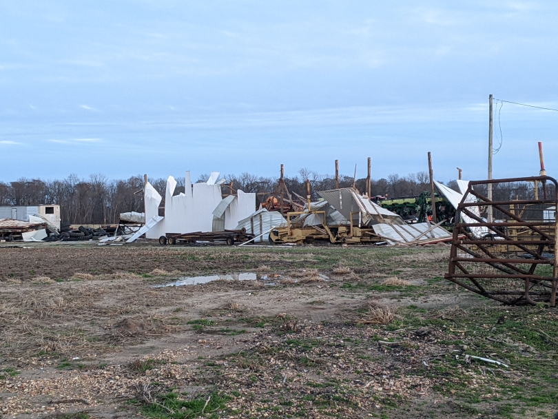 Picture of storm damage done to a small farm back in rural Arkansas. 