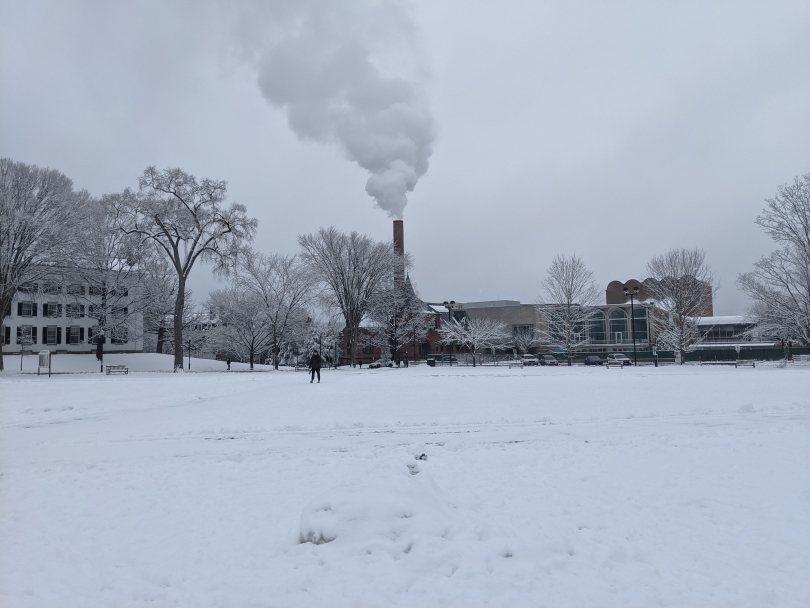 View of the Hopkins Center smokestack