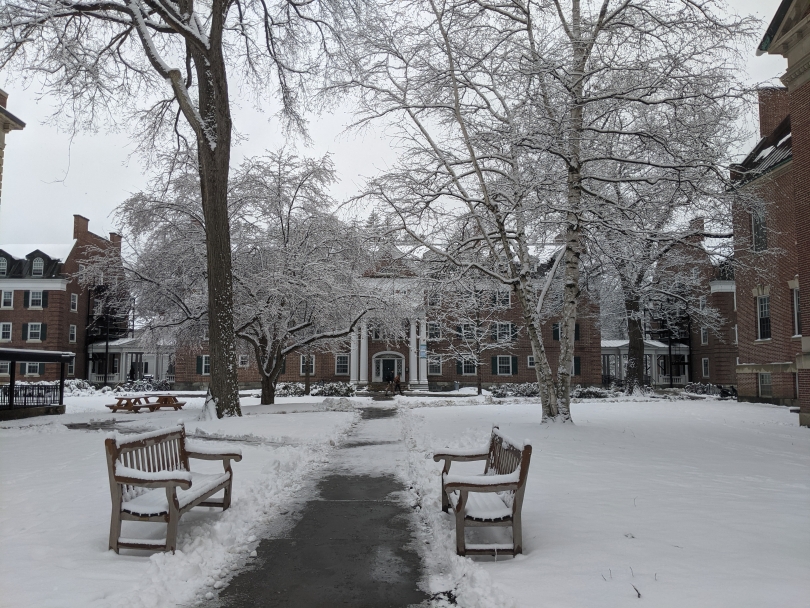 Snow-covered sidewalk!