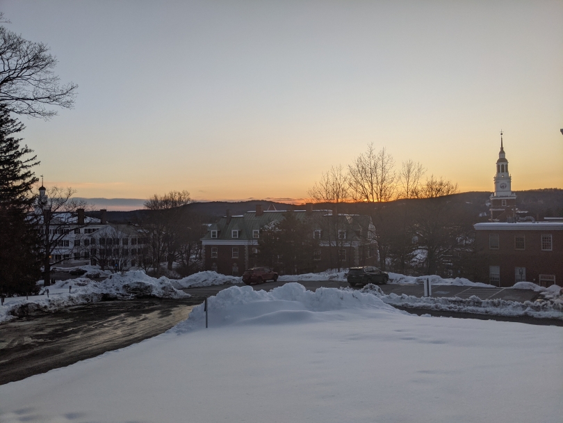 View of a snowy campus from the Shattuck Observatory! 