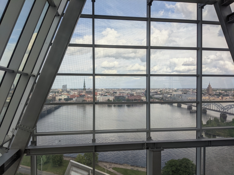 Beautiful view of the Old Town in Riga, Latvia from the vantage point of the Latvian National Library! 