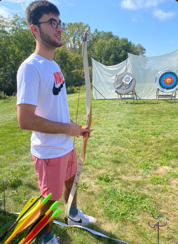 My friend doing archery with me!