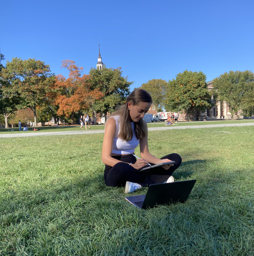 Studying with Paulina, a fellow blogger, on the Green!