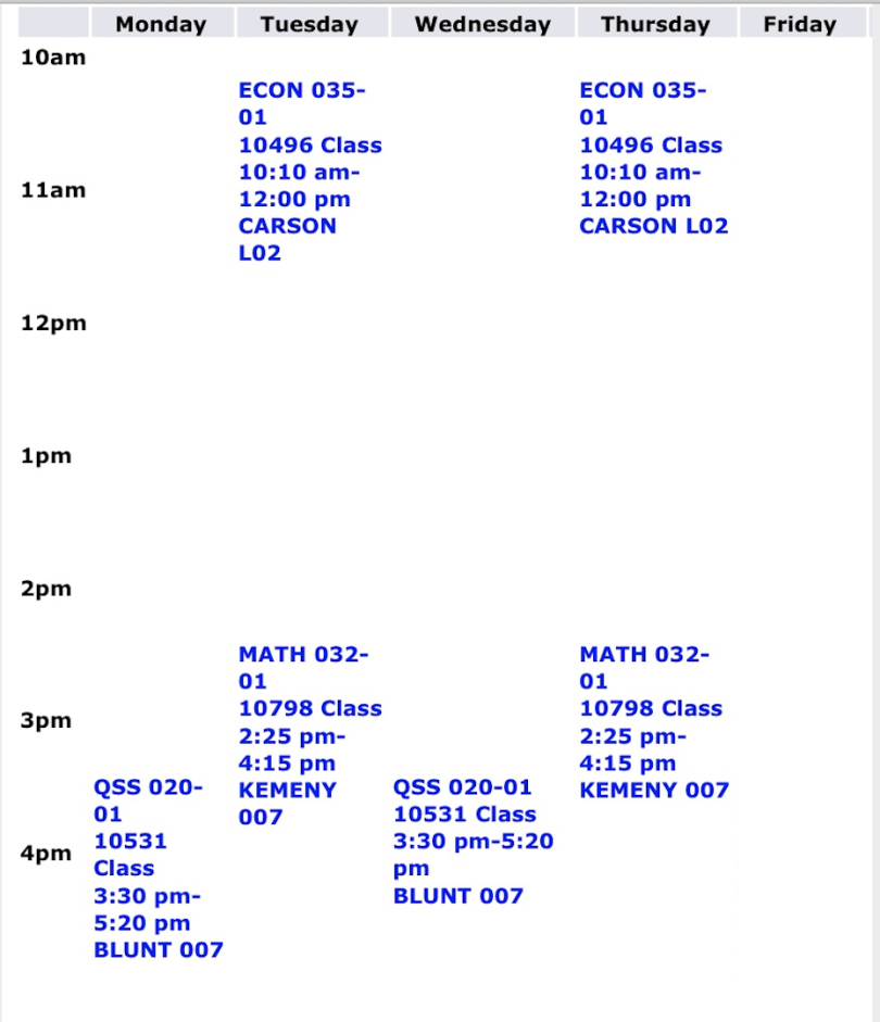 Class Schedule