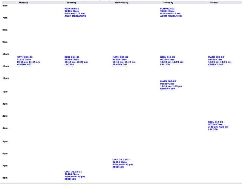 Class Schedule - JJ