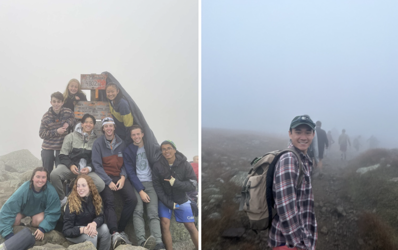 Two side by side photos of foggy Mt. Moosilauke