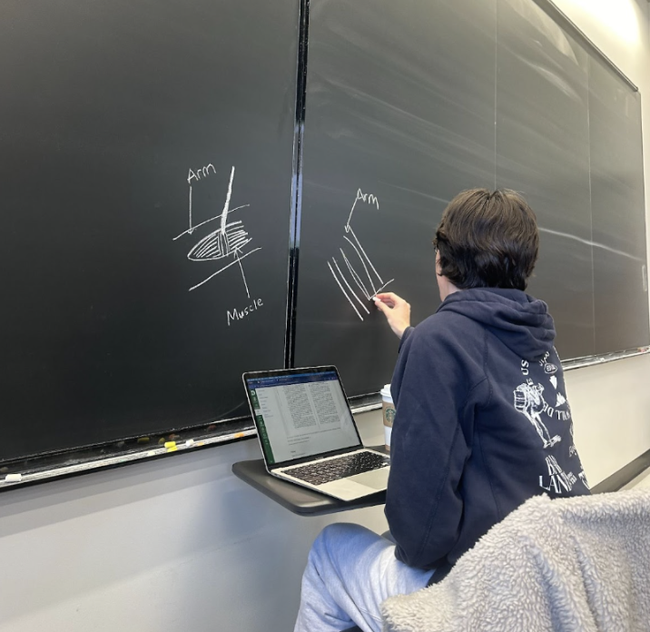 My friend Max drawing on a chalkboard