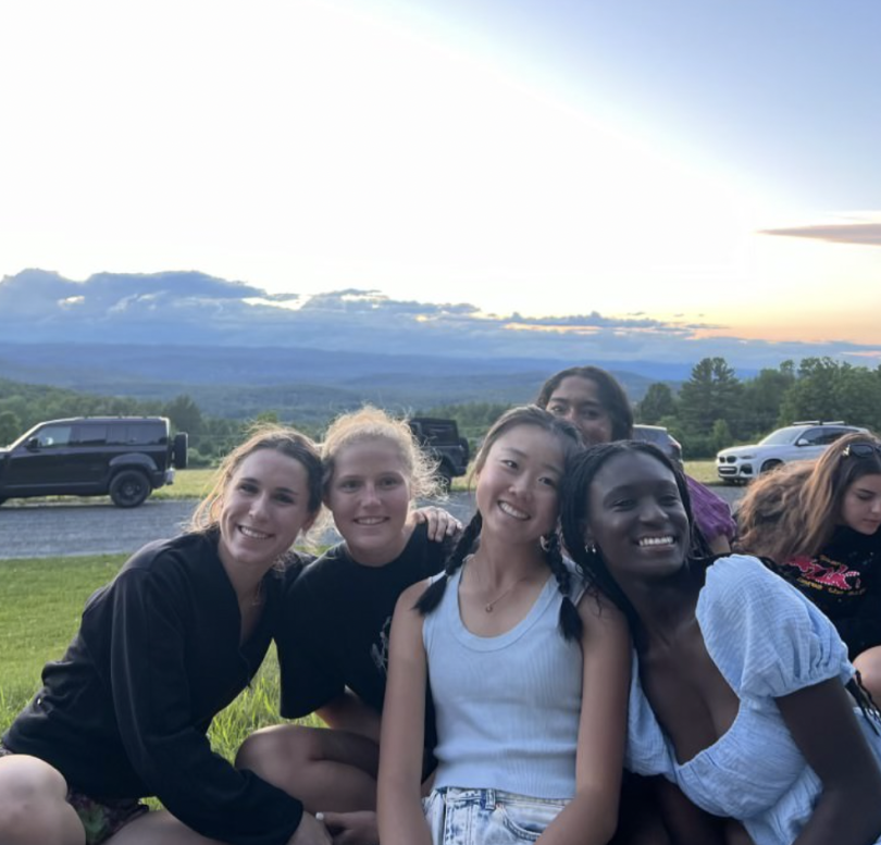 Girls outside at a picnic