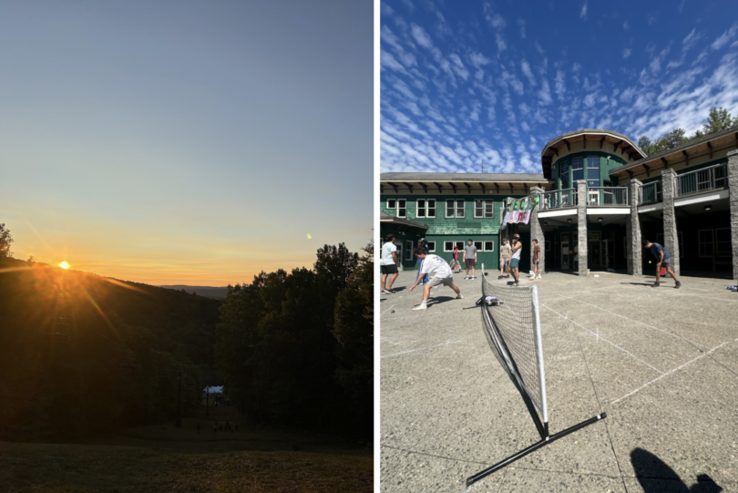 Games and sunset at the skodj