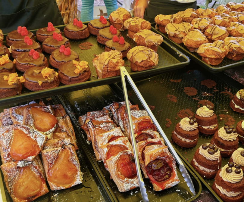 freshly-baked pastries at the farmers market