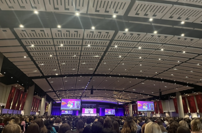 The keynote speaker at the conference with all the women engineers in attendance!