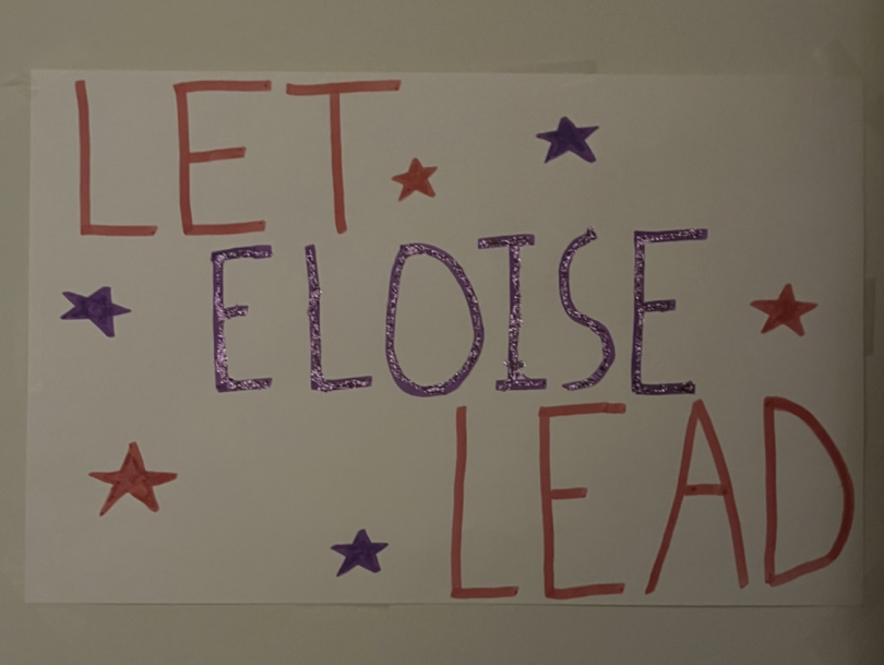 A sign with stars that reads "Let Eloise Lead".
