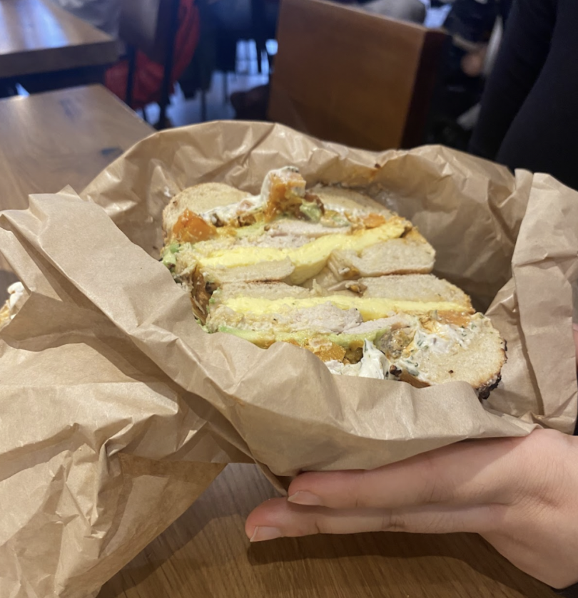 My first Southwest Chicken Egg sandwich on an everything bagel. Still my go-to sandwich!