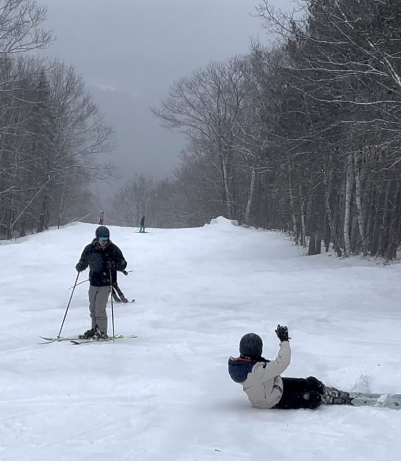 Gage teaching me how to ski for the first time.