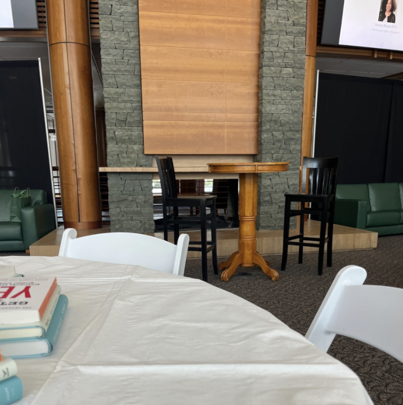 Raether Atrium, where the alums spoke with us!