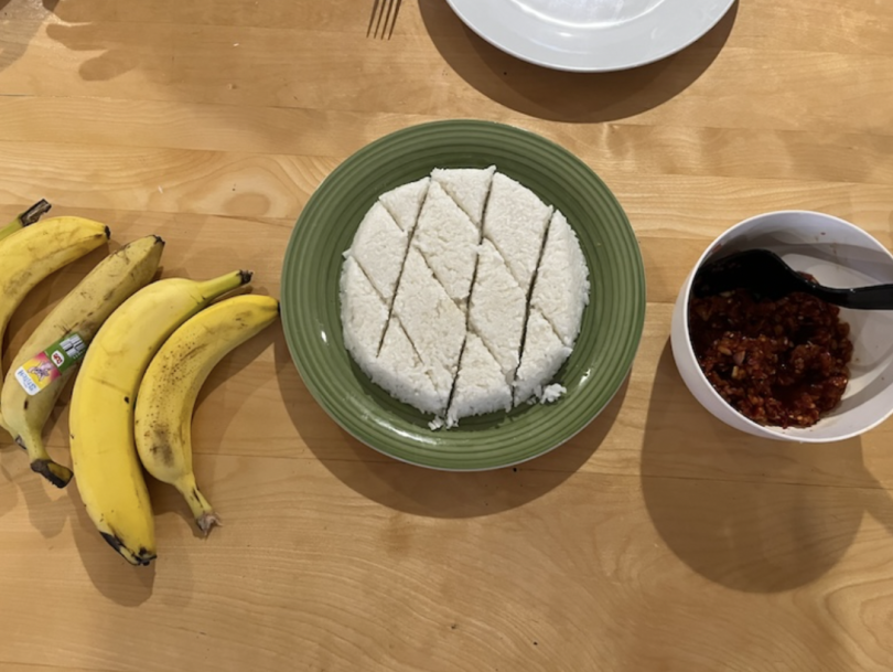 The Kiribath and Lunu Miris! Along with bananas of course.