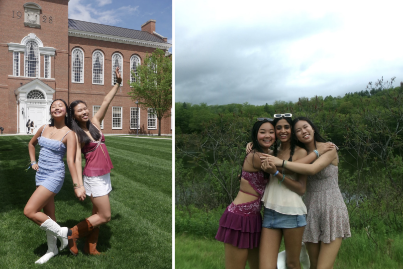 My friend and I posing in front of the Baker-Berry Library on day 1 of Green Key. AND Just a few happy faces enjoying the Norwich Farmers Market.