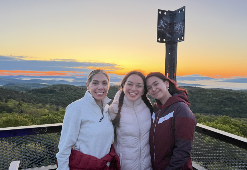 Photo of my mom, Victoria, and me on the top of Gile.