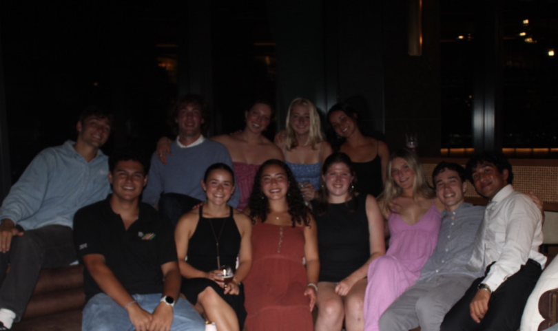 Students sitting in a restaurant