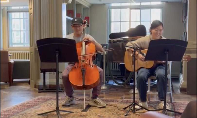 A duo playing music