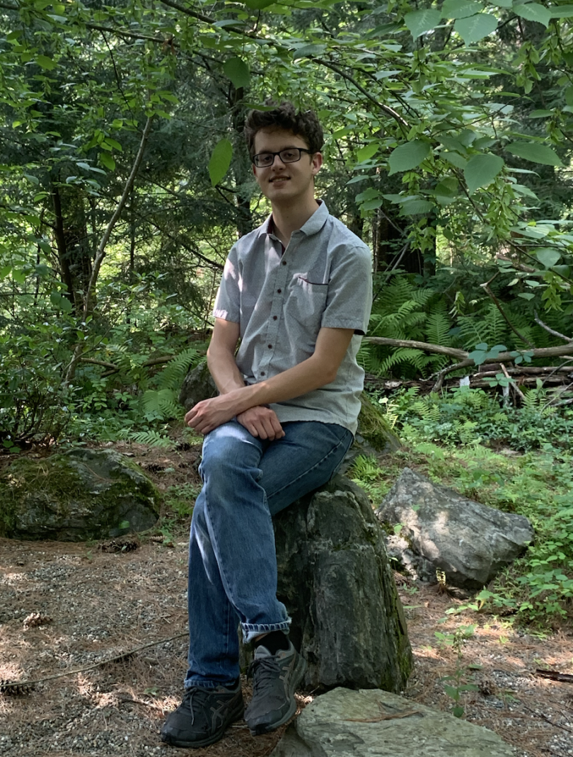 Peter '23 hanging out in Hanover's Zen Garden