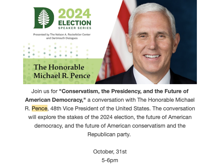 A photo of an email with an image of Mike Pence
