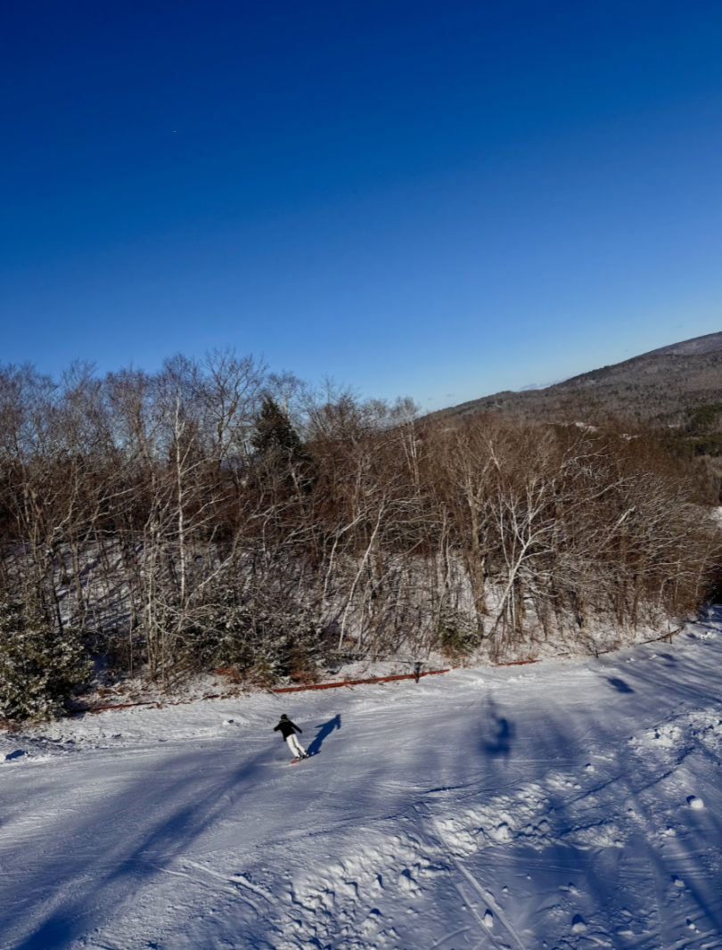 ski trail on a bright blue day