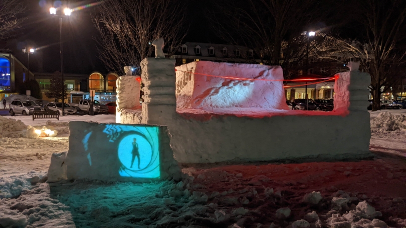 Spy-themed snow sculpture for winter carnival this year! 