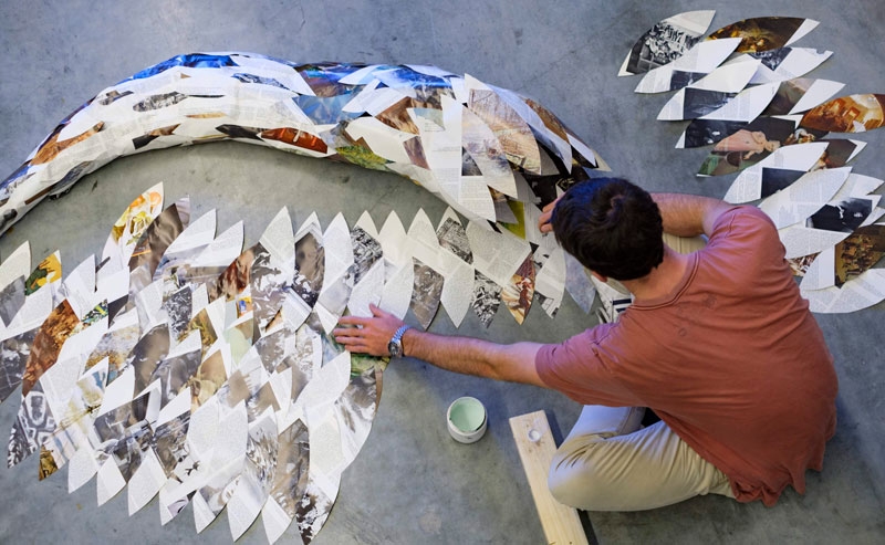 An image of a student working on an art project