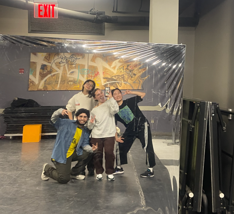 mirror selfie of 4 people