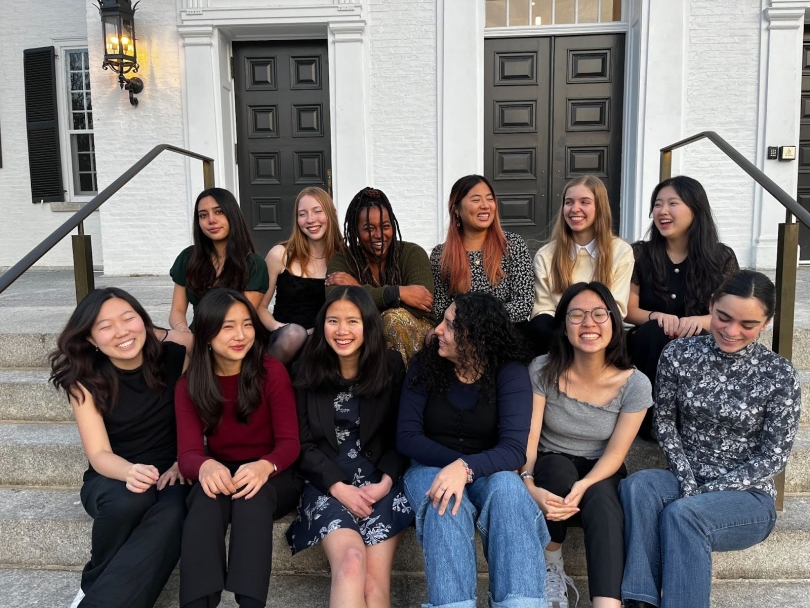 A group picture of women on the steps of Dartmouth Hall