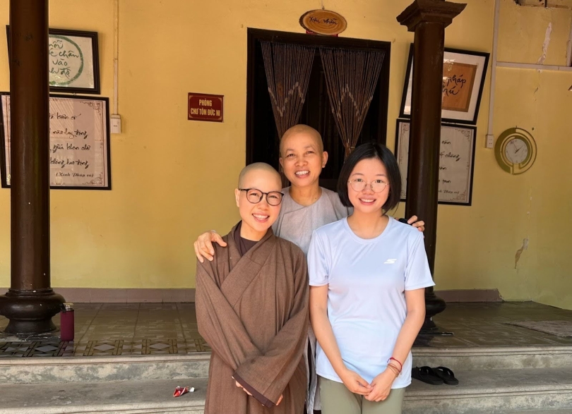 Nuns at a pagoda in Hanoi