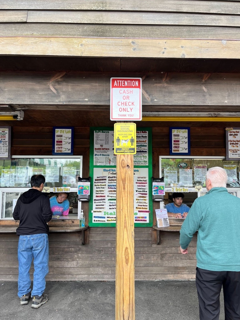 Customers in line at Ice Cream Fore-U, a nearby ice cream shop in West Lebanon