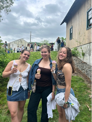 three people eating ice cream
