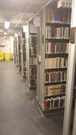 stacks of books in the library