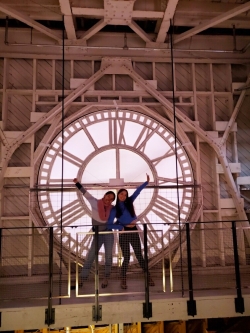 Two students in Dartmouth's Baker Clock Tower